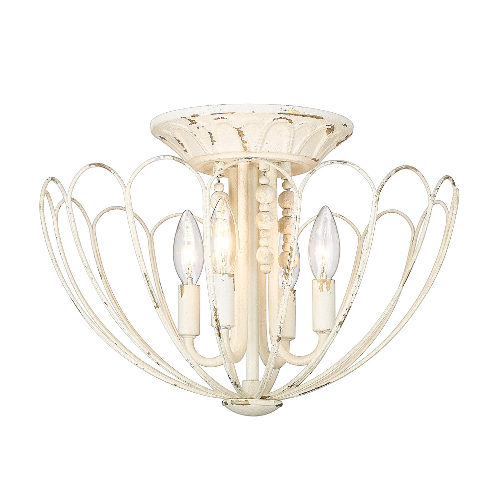 Wry Lighting Marguerite 4-light Semi-Flush Mount in Vintage Parisian White